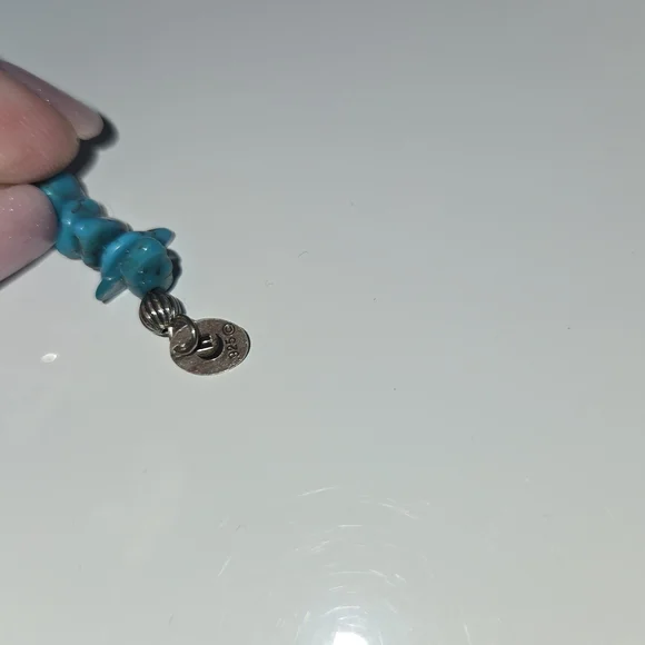 Turquoise and Silver Beaded Coil Bracelet - Picture 3 of 3